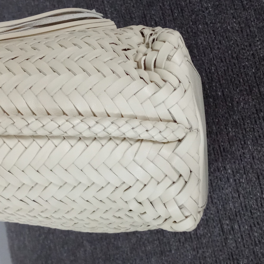 🐎RARE Ralph Lauren🐎 - Ecru Woven Leather Shoulder Bag - Picture 11 of 16